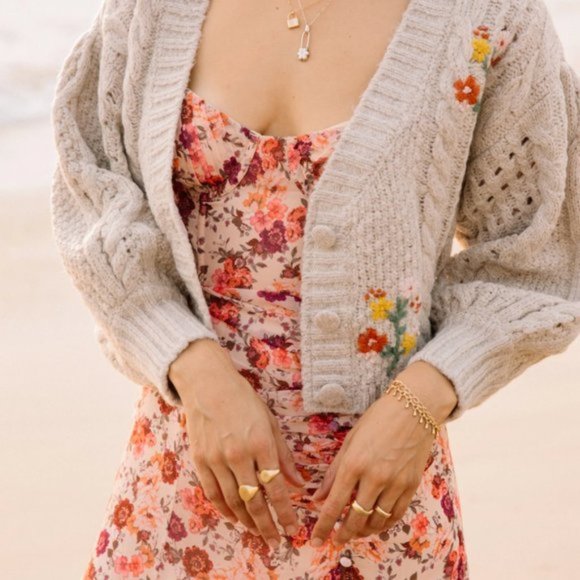 SOLD For Love & Lemons Evie Floral Maxi Dress in Tearose Sz S - Picture 3 of 13